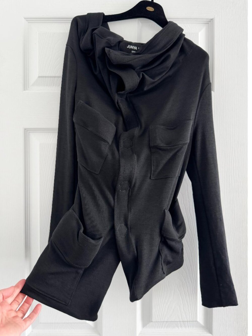 Junya Watanabe Asymmetrical Gathered Front Cardigan/Jacket in Black, size Small - Picture 4 of 13